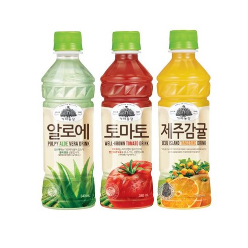 웅진식품 [웅진식품] 가야농장 쥬스 340ml * 24입 (알로에/토마토/제주감귤 택1), 상세 설명 참조, 제주감귤