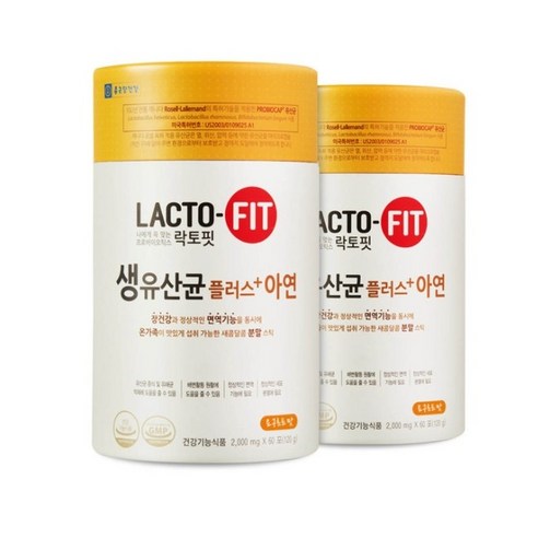 종근당건강 락토핏 생유산균 플러스 아연, 2개, 120g