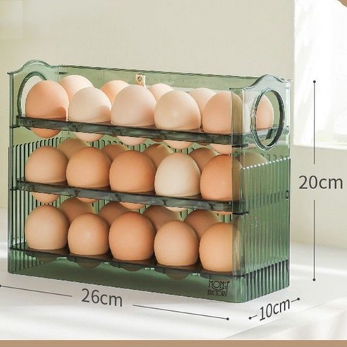 다용도 30구 계란수납 보관함, 26cmX10cmX20cm, 그린, 1개