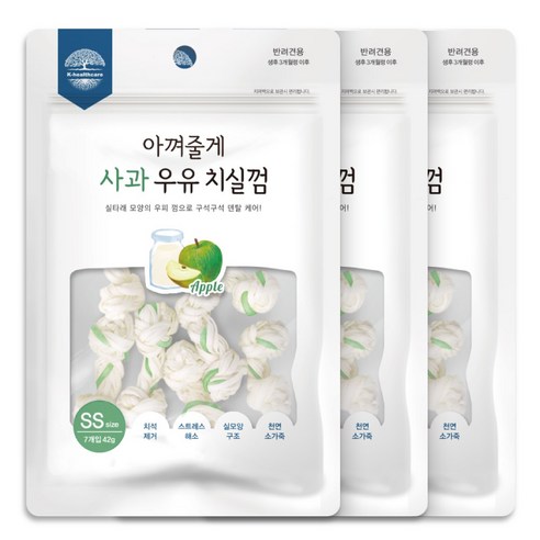 굿데이 아껴줄게 강아지 치실껌 SS 7p, 사과 우유, 42g, 3개