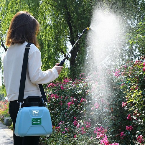 태월 전동 압축분무기 배부식 농약분무기 소독용 약살포기 휴대용 전동분무기 5L 블루, 1개 충전식분무기