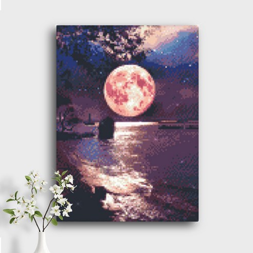 오늘의오브제 DIY 보석십자수 캔버스형 40x30cm, A2_09_로맨틱한 밤바다, 1개