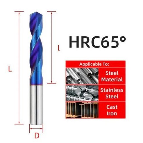 TYTURE HRC65 ° 텅스텐 카바이드 드릴 초경질 금속 가공 CNC 선반용 금속 드릴 비트 강철 드릴링 도구 0.5-20.0mm, 55) 6.4mm - HRC65, 1개