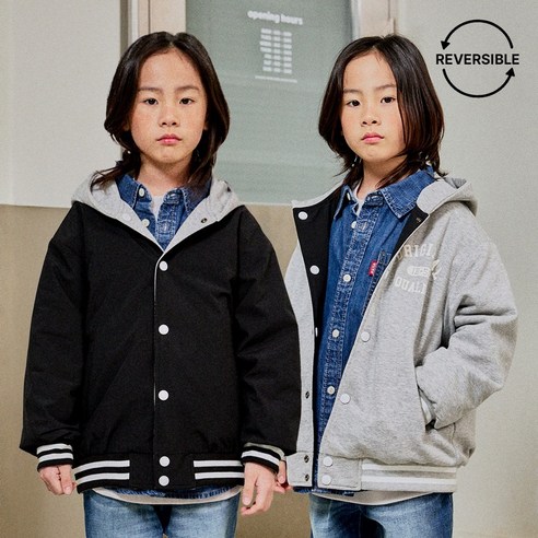 인디고키즈 아동 양면 점퍼 바시티 리버시블 후드점퍼 IKJA25102