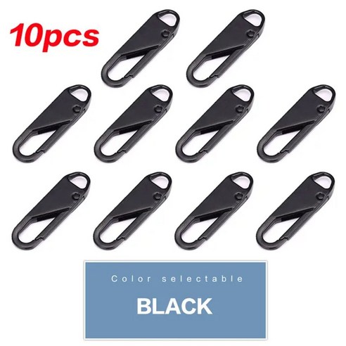 DIY 재봉 공예 지퍼 슬라이더 풀러 수리 키트 깨진 버클 교체 여행 가방 헤드, 10pcs, Black