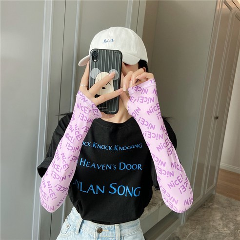 DFMEI 스마일 썸머 여자 아이스 슬리브 커버 암 선셋 캐릭터 드라이빙 인스 아이스 슬리브, DFMEI 바이올렛 나이스(아이스)