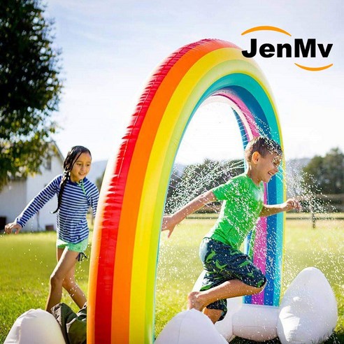 JENMV 야외 물놀이 완구 레인보우 물놀이 분수 샤워 에어 풀장 물놀이완구 280X160X80CM, A