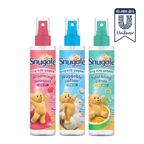 스너글 섬유탈취제(150ml){코튼+블루밍+시트러스}, 1세트