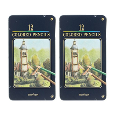 문화연필 넥스프로 고급 유성색연필, 12색, 2개