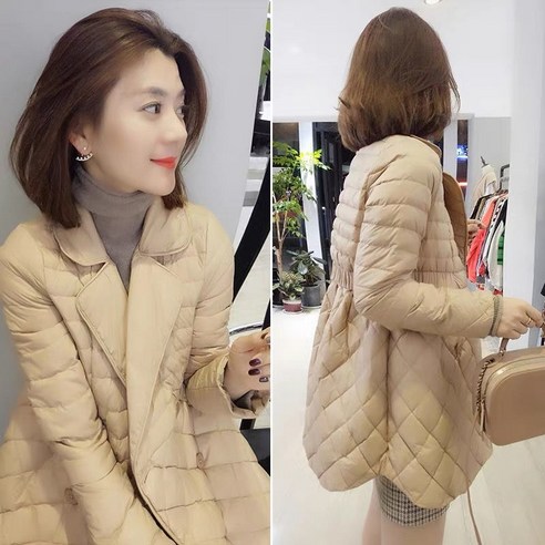 【DF】겨울 여성 의류 새로운 유럽 스타일 한국어 스타일 정장 칼라 작은 얇은 중간 길이 허리 자켓