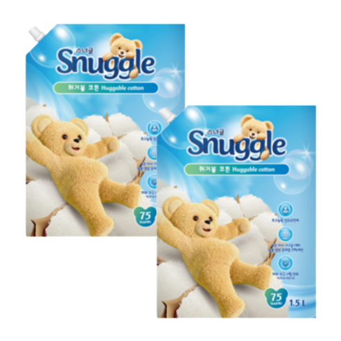스너글 스너글 고농축 섬유유연제 1.5L 리필 허거블코튼 2개 파랑색