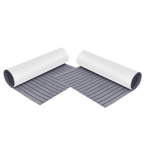 블랙 스트라이프 23 "X 94" 라이트 그레이가있는 2pcs 마린 보트 EVA 티크 데크 시트, 회색, 설명