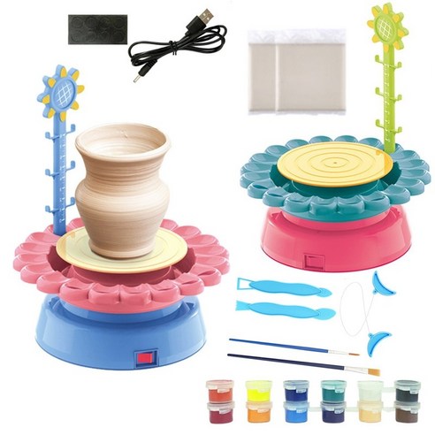 전기 도자기물레 도예도구 공방 usb electric pottery wheel machine 미니 만드는 기계 diy 공예 세라믹 점토 키트 안료 점토 장난감, 도자기 점토