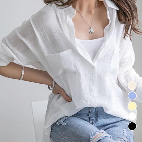 루즈한 핏과 시스루한 매력의 NAK21 셔츠 블라우스로 봄가을 패션 완성