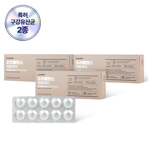 클리너리 오라밸런스 덴탈케어 구강 유산균, 30정, 24g, 3개