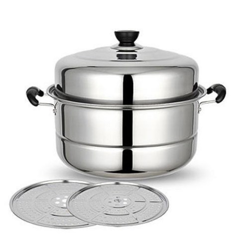 MBH 2단 다용도 스텐 찜냄비 2찜통 찜솥 28-36cm, 2층28cm두 개의 피마자 콩