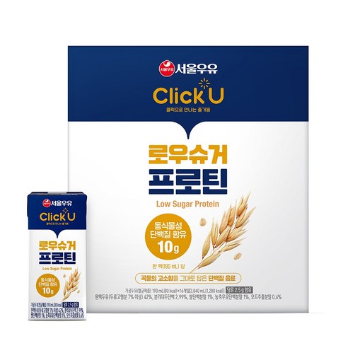 클릭유 로우슈거 프로틴 두유, 16개, 190ml