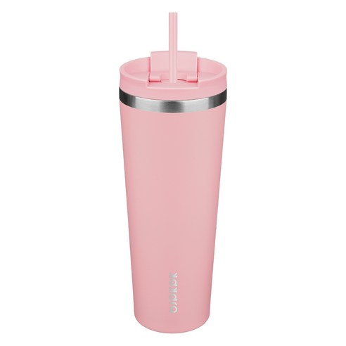 BJPKPK 누수 방지 스테인리스 스틸 보온병 빨대 포함, 1개, 모노크롬 핑크, 780ml