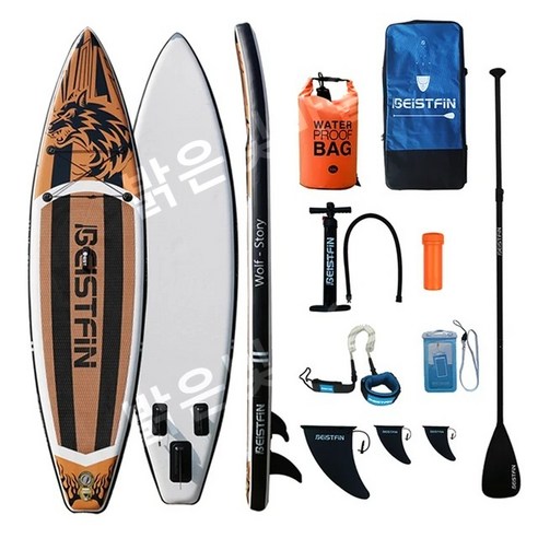 SUP 공기식 팽창식 패들보드 BEIST 350CM 스탠드업 SUP보드 서핑보드 수상스포츠 서핑 섭보드 Sup board Paddle, 1.브라운