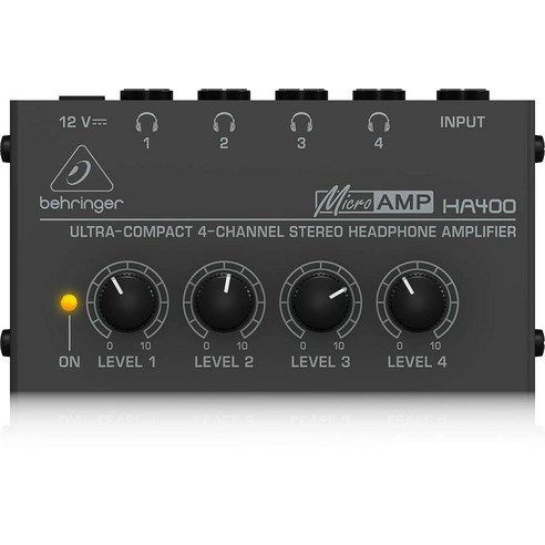 Behringer 마이크로앰프 초소형 4 채널 스트레오 해드폰 앰프 실버 (HA400) 157543, 헤드폰 앰프