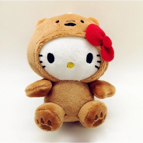 푸바오 판다 에버랜드 봉제 인형 산리오 활 키티 Kt Cos 다크 브라운 곰 화이트 베어 애니메이션 장난감 팬더 귀여운 부드러운 펜던트 키체인 선물 어린이 10cm, [01] about10cm, [02] B