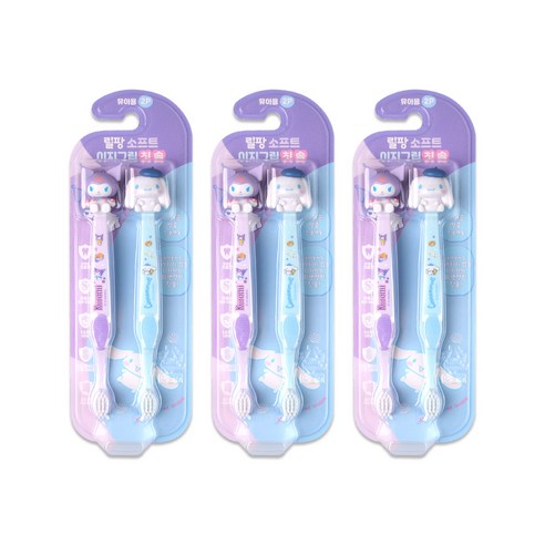 산리오 피규어 유아 칫솔 2P 쿠로미&시나모롤, 3개, 2개입