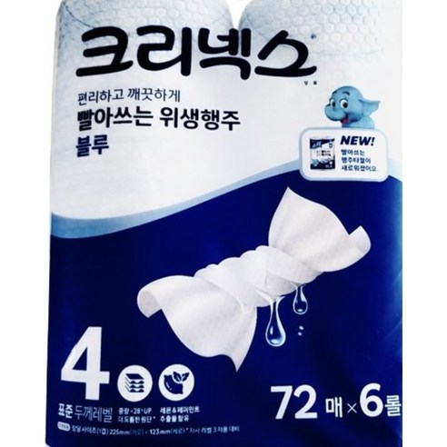 크리넥스 빨아쓰는 위생행주 블루 72매, 6개입, 1개