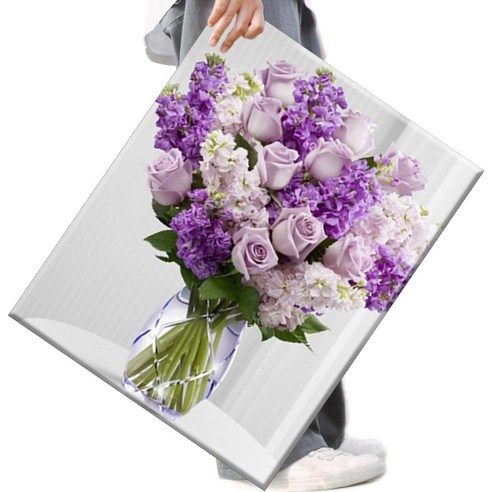 FASEN 액자 보석십자수 캔버스형 DIY 키트 40 x 50 cm, 1세트, FAN98.장미 화병