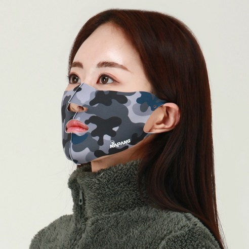 네이팡 스탠다드 노출 남녀공용 자외선 차단 스포츠 운동 안면 입체 쿨링 마스크, 밀리터리