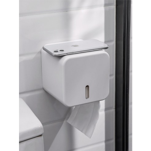 간단한 화장실 티슈 박스 벽에 장착 된 구멍이없는, 롤 박스 작은 선반