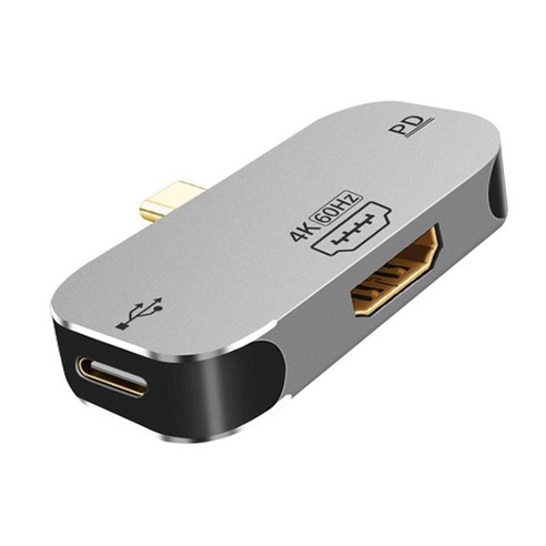 3 in1 USB 도킹 스테이션 유형-C USB C PD 충전 포트 스플리터 어댑터, HDMI PD USB2.0A C, 53.6x10mm, 알루미늄 합금