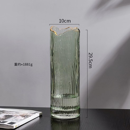 DFMEI 심플한 아이디어 투명 빗살무늬 유리 화병 워터 키움 생화병 장미 백합화 거실 티테이블 식탁세트, 색깔12, 중간