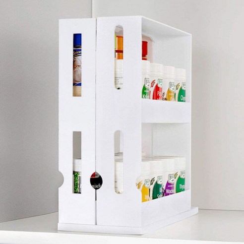 2단 슬라이드 회전 트레이로 좁은 주방을 스타일리시하게 정리하세요!