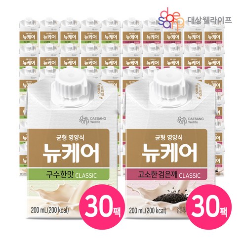 [대상웰라이프] 뉴케어 구수한맛 검은깨맛 아셉틱 200ml x 60팩, 60개