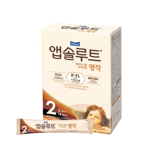 앱솔루트 명작 2FL 분유 스틱 2단계 6개월부터 12개월 14g 20개 20개, 수량 섬네일