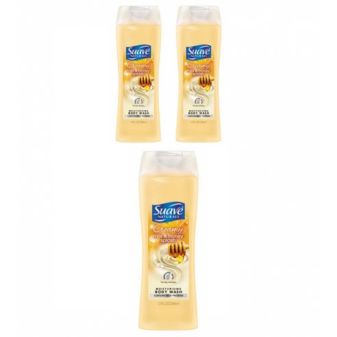 수아브 내추럴 모이스처라이징 바디 워시 크리미 밀크 & 허니 스플래쉬, 354ml, 3개