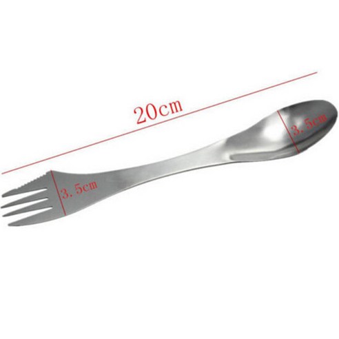 3 in 1 Camping Spoon Fork Knife Outdoor Hiking Picnic Kitchen Cookware Stainless Steel Tactical Camp, 하나, 1pc