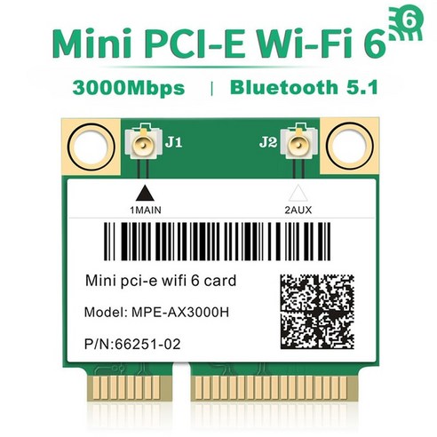 와이파이 6E AX210HMW 미니 PCI-E 와이파이 카드 인텔 AX210 5374Mbps 블루투스 5.2 802.11ax 2.4G/5G/6Ghz, WIFI 6 AX3000HMW, 2.WiFi 6 AX3000HMW