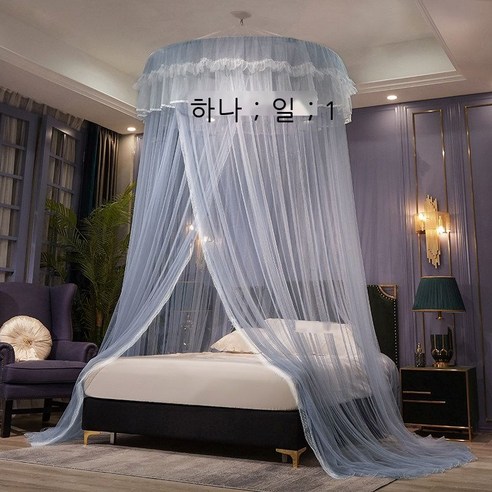 Fuhe 천장 모기장 모기장 침실 천장 돔 공주풍 암호화 모기장 인용 가정용 ./.m 침대 흡정 설치 면제 착지 궁정 단문 여몽-옥색(설치 면제) .m(.피트) 침대, 단문여몽-청회(설치 면제)