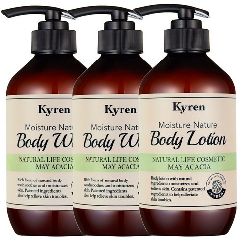 키렌 모이스처 네이처 바디워시2개+바디로션1개 메이아카시아향 500ml, 1세트