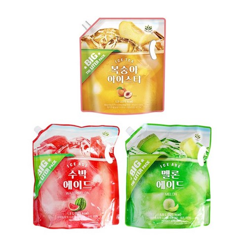 밸런스그로우 대용량 파우치 에이드 6리터 (복숭아 / 블루레몬 /수박 / 멜론), 4개, 1.5L