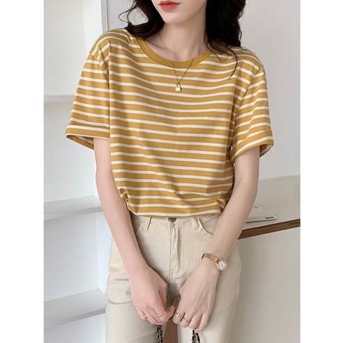스트라이프 데일리 여성 반팔티셔츠