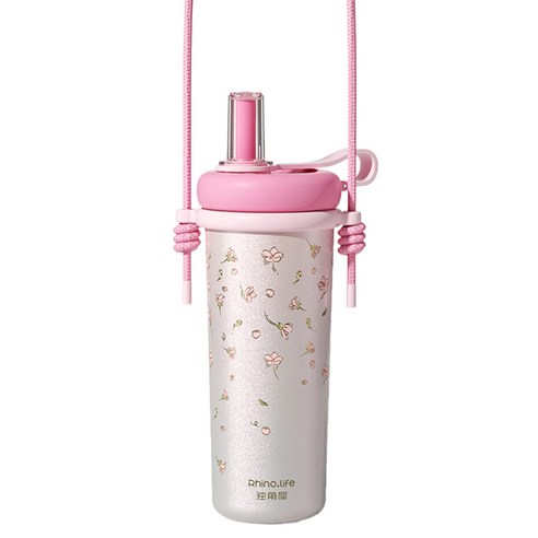 라이노라이프 드림 스타 시리즈 더블 드링크 빨대 보온병 TD5020580, 플라워 씨 스타, 1개, 750ml
