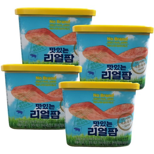 노브랜드 리얼팜  Canned Pork 340g x 4ea 돈육통조림햄 리얼팜 국산 돼지고기 소세지캔, 1개