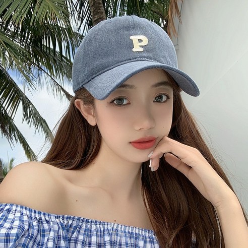 모자 Ins 패션 브랜드 페이스북을 보여주는 모든 경기 P편지 하드캡 여름 야구모자, 데님 블루