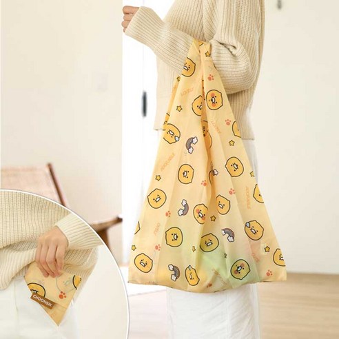 귀여움과 실용성을 갖춘 춘식이 폴딩 장바구니: 쇼핑의 즐거움을 더하다!