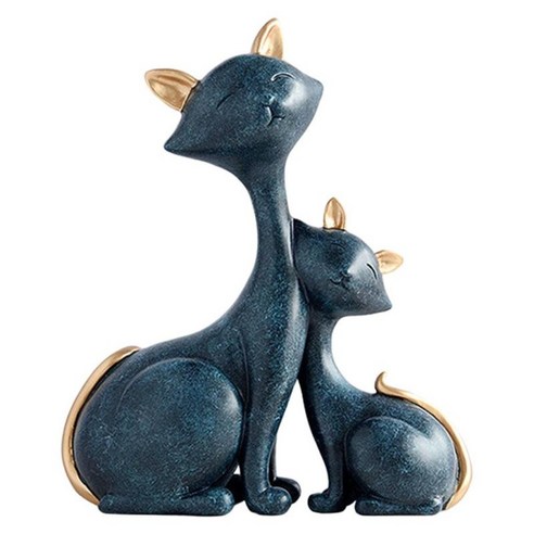 수지 고양이 동상 수제 고양이 조각 장식 홈 정원 장식 장식에 대한 소장 입상, 푸른