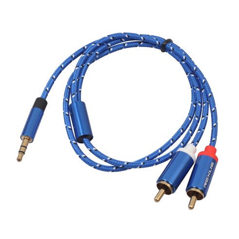 Ursmart 3.5mm 수-RCA 수 코드 Male-2 Male Amp 라인 3.5mm 남성-RCA 남성 케이블, 0.5m, 블루, 설명