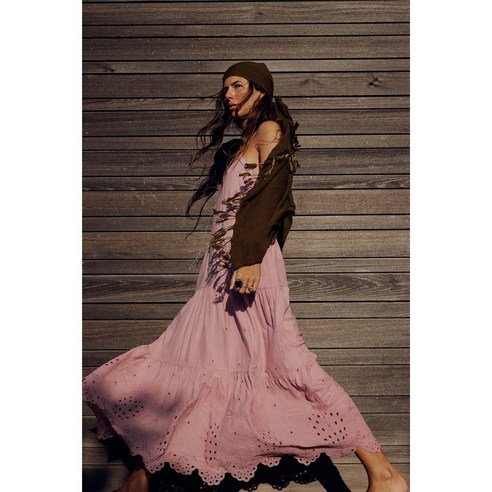 ZARA 자라 펀칭 자수 민소매 롱원피스