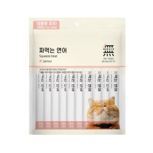 바우와우 무마진 짜먹는 고양이 간식, 연어, 480g, 2개